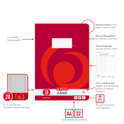 Schulheft A4 x.book 32 Blatt L...