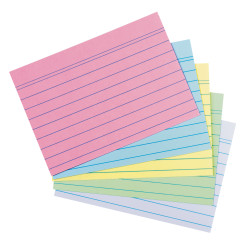 Karteikarten A8 liniert 100er Packung, farbig
