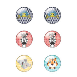 Flat magnet round Cute Animals...