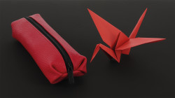 Pencil pouch Origami Flame red...