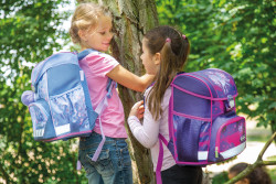 Schoolbag, 2 girls with tree