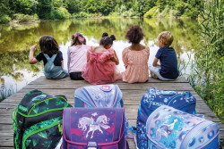 Schoolbag, 5 children by the w...