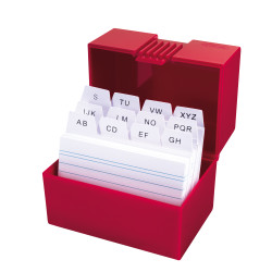 Index card box A8 red, open wi...
