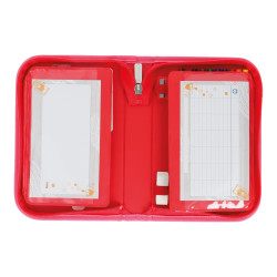 Pencil case, open with content