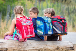 Schoolbag, 1 girl and 2 boys o...