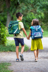 Schoolbag, 1 girl and 1 boy wa...