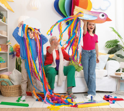 Crepe paper, grandma, girl and...