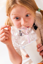 Girl with mug, bubble technolo...